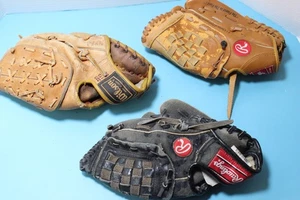 Lot of 3 Baseball Gloves: Wilson Bobby Bonds, Rawlings ARod &amp; Youth Leather - Picture 1 of 7