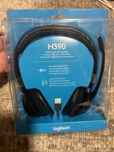 Logitech H390 USB Wired Computer Headset Noise Canceling Microphone Black - Picture 1 of 2