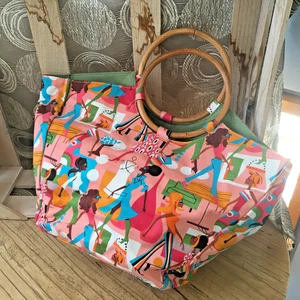 Bolso de Mano Neiman Marcus Vintage con Asas de Bambú - Imagen 1 de 9