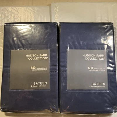 Satén Hudson Park Collection (4 fundas de almohada tamaño estándar) 680TC azul marino    Foto 1 de 4