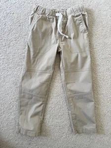 Boys' Stretch Straight Fit Beige Khaki Woven Pull-On Pants - Cat & Jack 5 - Picture 1 of 3