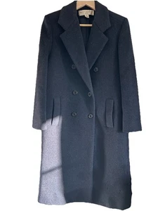 VTG Bert Newman Coat Women’s 10 Petite Navy 100% Wool Double Breasted - Picture 1 of 12