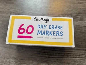 Chalkola 60 Dry Erase Markers - 12 Colors - Chisel Tip - Picture 1 of 3