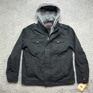 Levi's Trucker Jacket Mens M Black Hooded Cotton Quilt-Lined NWT - Picture 1 of 16