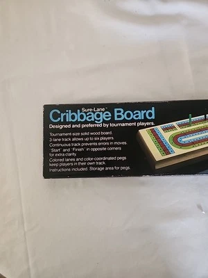 Vintage 1983 Pressman Sure-Lane #1011 SOLID WOOD 3-Track Cribbage Board Complete - Image 1 of 4
