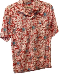 Tommy Bahama leichtes kurzärmliges Herrenhemd Medium rot Blumenmuster Kragen - Bild 1 von 7