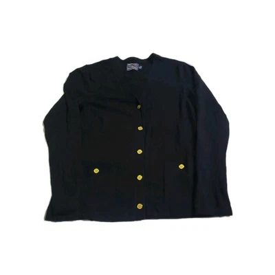 Cárdigan suéter mediano AMERICAN LIVING negro manga larga mezcla seda para mujer Foto 1 de 4