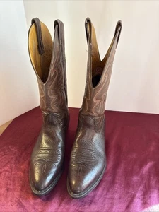 Vtg Nocona Cowboy Boots Mens 9.5 D Brown Leather Wester USA Made Biltrite Sole - Picture 1 of 16