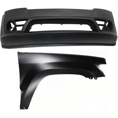 Bumper Cover Kit For 2006-2008 Jeep Grand Cherokee Front 2pc with Fender Foto 1 de 4