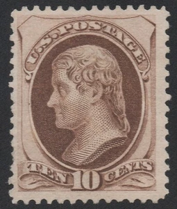 US # 188 *MINT NO GUM* { 10c BROWN JEFFERSON } SOFT POROUS PAPER OF 1879 CV$ 700 - Picture 1 of 3