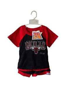 vintage chicago bulls t-shirt short set youth boys size 4 NWT NOS 90s USA made - Picture 1 of 14