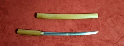 Japanese antique sword - EDO WAKIZASHI IN SHIRASAYA - MUMEI - MIDARE HAMON - Image 1 of 4