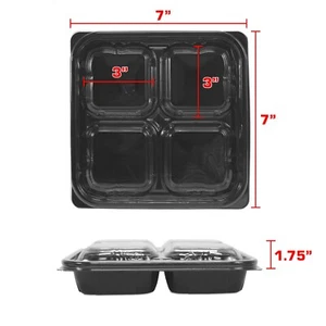 Korean Togo box Side dish 4 spaces container K-12-1 7x7x1.7 50PCS/100PCS/360PCS - Picture 1 of 4