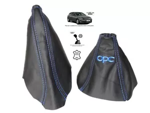 Shift lever and brake bellows for Opel Astra H 2004-14 leather "Opc" blue - Picture 1 of 5