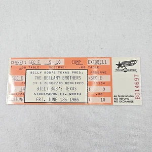 The Bellamy Brothers @ Billy Bob's Tx 13. Juni 1986 Ticket Fort Worth Stockyards - Bild 1 von 2