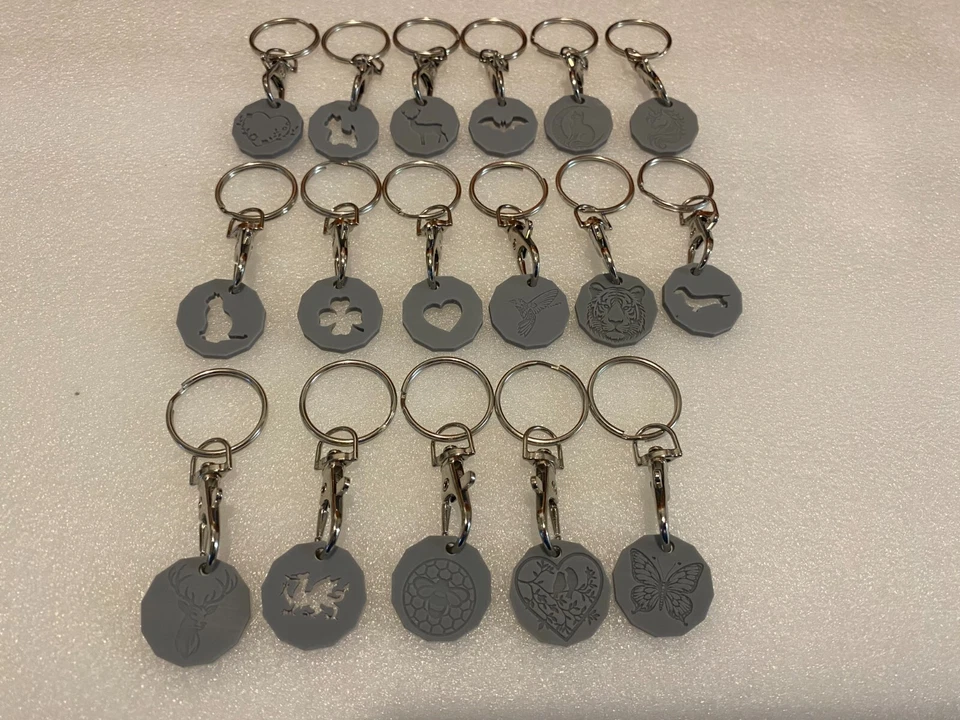3d printed shopping trolley coin token keyring - Image 1 of 1