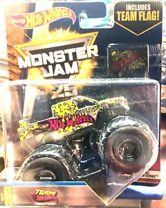 TEAM HOT WHEELS TRUCK Monster jam Hot Wheels w/ FLAG 2017 RARE - Picture 1 of 3