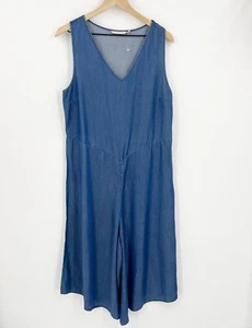 Soft Surroundings Lyocell Blue Chambray Romper Jumpsuit Medium Lagenlook Draped - Picture 1 of 7