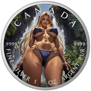 Canada 2025 Waterfall Walk Girl Naughty 1 oz silver coin 5 dollars (2) - Imagen 1 de 4