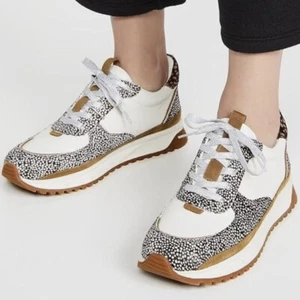 Madewell Kickoff Trainer Sneakers Spotted Animal Print Leather Calf Hair Size 8 - Picture 1 of 10