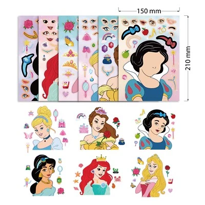 12PC Disney Princess Make a Face Stickers DIY Party Favors Loot Bag Fillers - image 1 of 4