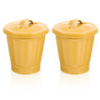 2Pcs Retro Mini Trash Can with Lid for Home Office Decor-JM