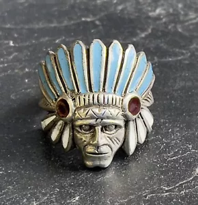 Indianerschmuck Ring, emailliert, Silber, RG 63 (AT 611) - Bild 1 von 4