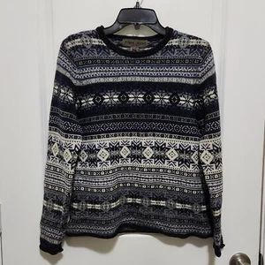 Maglione vintage Jones Jeans donna PS 100% lana Fair Isle blu pesante fiocco di neve - Foto 1 di 6