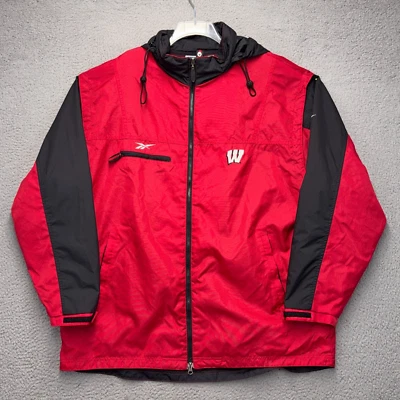 Vintage Wisconsin Badgers Jacket Men 2XL Red Reebok Removable Sleeves Lined NCAA - Image 1 of 4