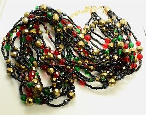Joan Rivers 7-Strand Over-sized Multi Color Glass Bead Runway Statement Necklace