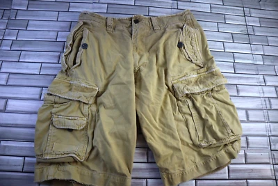 VTG Abercrombie & Fitch Cargo Shorts Mens 33 Tan Flannel Lined Drawstring Y2K - Image 1 of 4