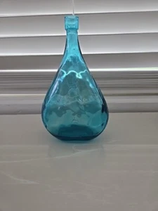 Vintage Mid Century Modern Aqua Träne Tropfen - Genie Flaschen Dekanter - Bud Vase - Bild 1 von 10