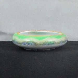 SHELLEY ARTWARE GREEN PALE BLUE DECORATED ASHTRAY FINE BONE CHINA ENGLAND - Picture 1 of 5