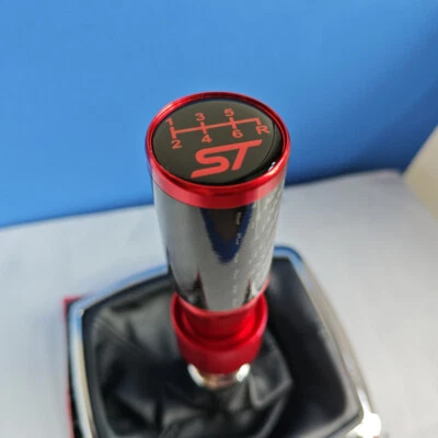 RED CARBON 6SP SPORT STICK SHIFT GEAR KNOB for FOCUS ST MK2 MK3 MK4 FIESTA 2.5T - Image 1 of 4