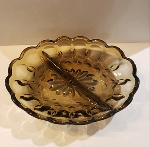 Anchor Hocking Relish piatto Fairfield fumo diviso ovale vintage caramelle noci - Foto 1 di 5
