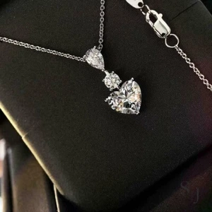 2,00 Herzschliff Moissanit Solitär Hochzeit Anhänger massiv 14K Weißgold - Bild 1 von 6
