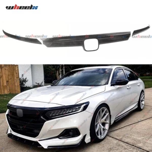 CARBON FIBER FRONT GRILL GARNISH TRIM + EYELID COVER FOR 2021-2022 HONDA ACCORD - Picture 1 of 15