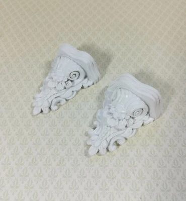 DOLLS HOUSE EMPORIUM Dollhouse Miniature Corbels Large White Resin 4.3 cm 1:12 Scale Set of 2