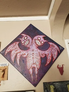 Original JUSTIN AERNI Large Painting circa 2013 surreal canvas "TWO HEADED BAT" - Picture 1 of 2