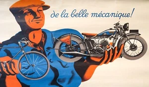 1937 French Bike Poster, Cycles Favor Motos (Original Metal Batons), Bike Gift - Picture 1 of 6