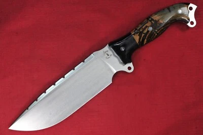 Busse Custom Nuclear Beating Heart .22” Satinado INFI, G10 G-rexed Madera Corte Cruzado Foto 1 de 4