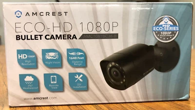 Amcrest 1080P 1920TVL Bullet Outdoor Security Camera Black HD-CVI AMC1081BC36-B - Image 1 of 3