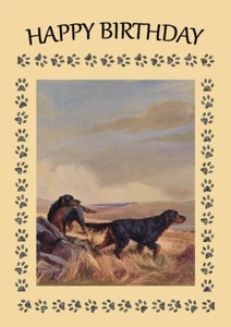 GORDON SETTER TWO DOGS ON MOOR DOG BIRTHDAY GREETINGS NOTE CARD - Picture 1 of 1