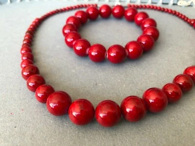 Conjunto de pulsera collar joyería accesorio cuentas rojas tibetanas para mujer  Foto 1 de 3