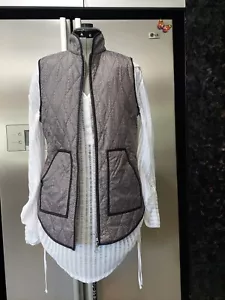 BLUE ILLUSION S 10 12 black Grey quilted zip high neck vest Sleeveless jacket - Picture 1 of 10