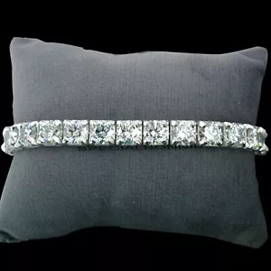 RARE 40 Ct Certified 8mm White Diamond Men Tennis Bracelet, 8 Inches,925 SIlver - Picture 1 of 19