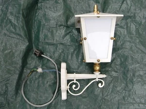 Klassische außen Wandlampe, Laterne, weiß/ Messing, Höhe 46cm - Neuwertig - Bild 1 von 11