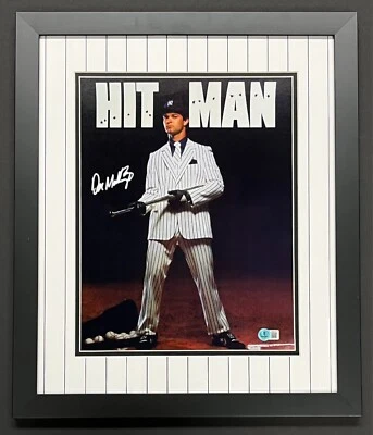 Don Mattingly (Yankees) signed "Hit Man" 11x14 custom framed display-Beckett - Image 1 of 3