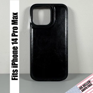 Wallet Case for iPhone 14 Pro Max - Classic Black Faux Leather | Flip Cover - Bild 1 von 19