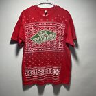Vans Off The Wall Christmas Short Sleeve Ugly Sweater Shirt Size XL Red No Flaws